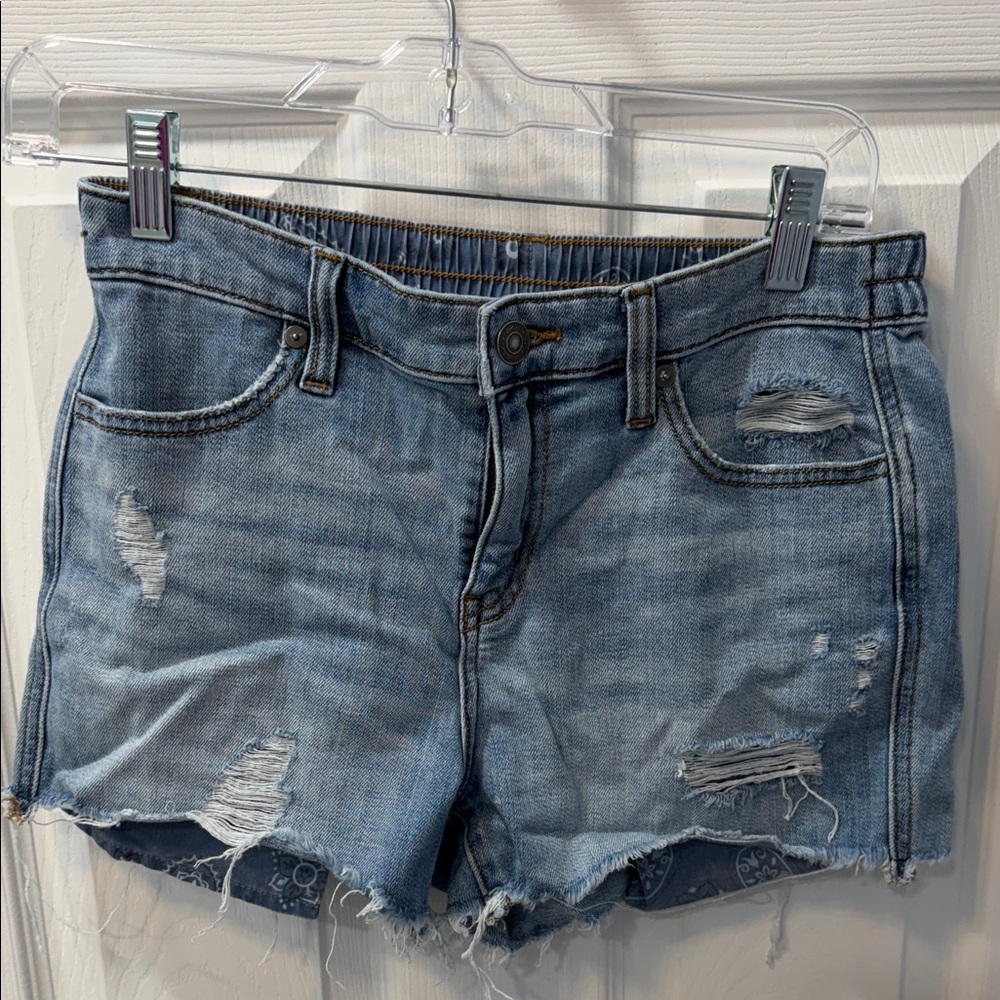 aerie Light Blue Distressed Denim Jean Shorts